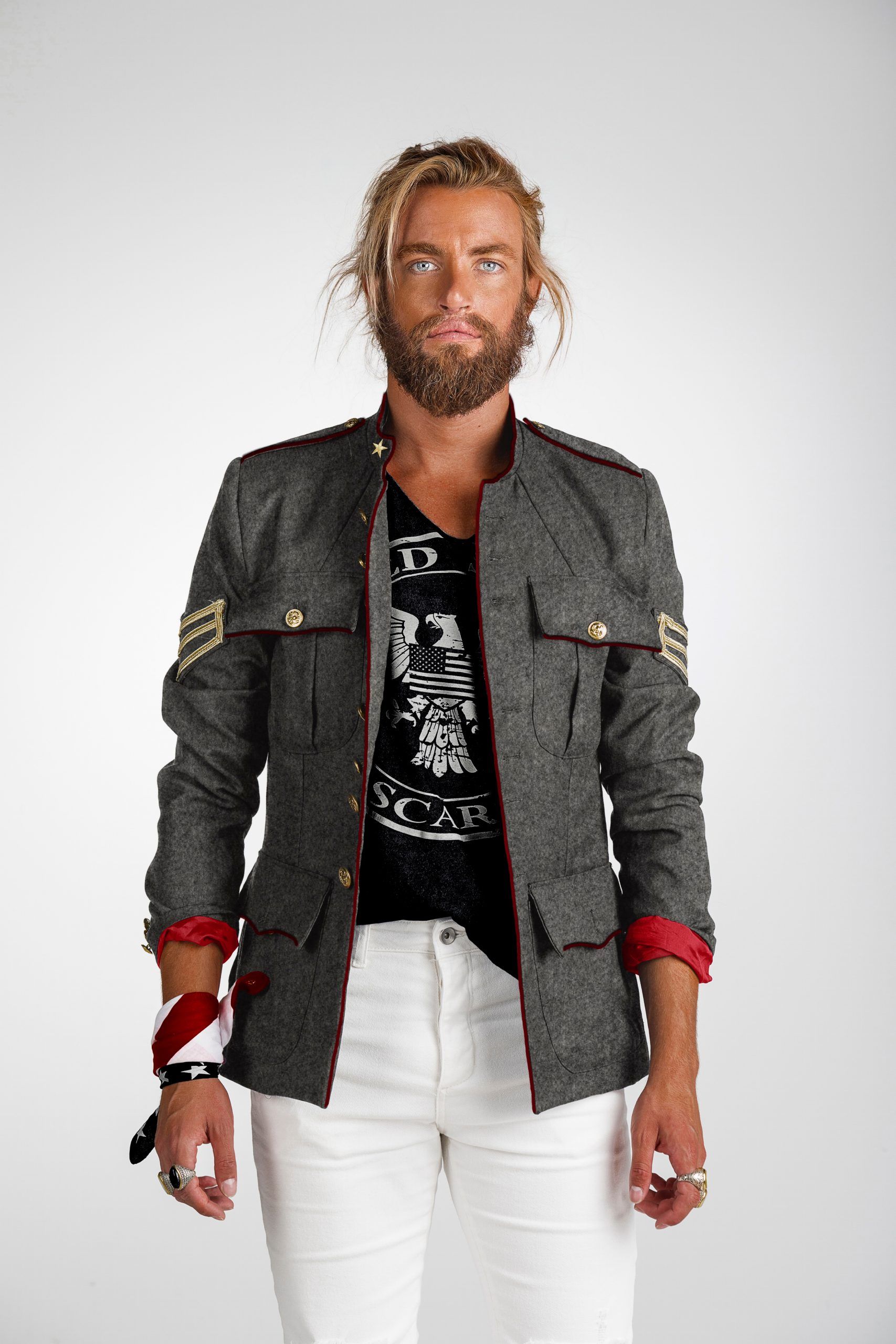 CHAQUETA MILITAR HOMBRE GREY SCARS
