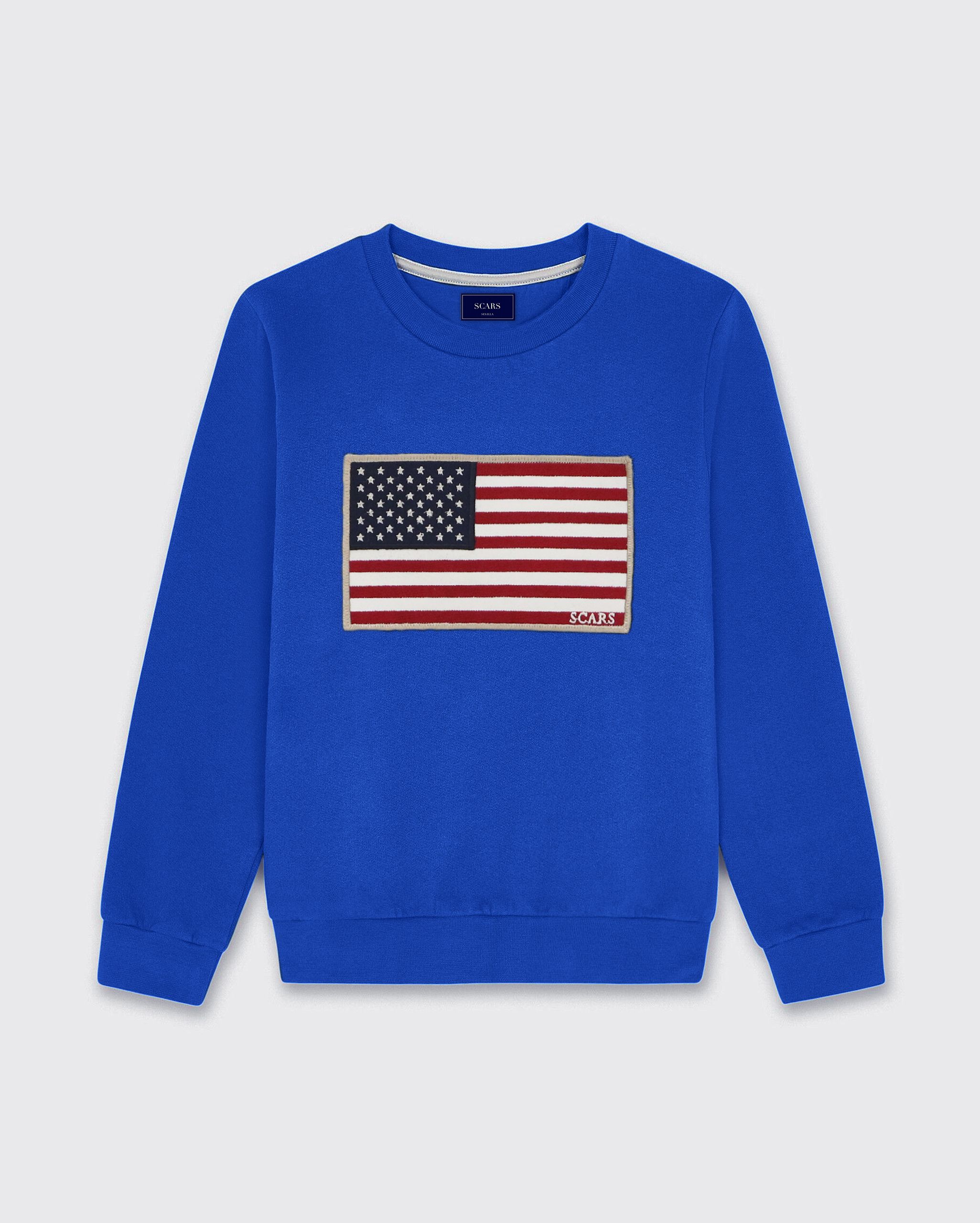 SUDADERA USA FLAG ROYAL BLUE SCARS
