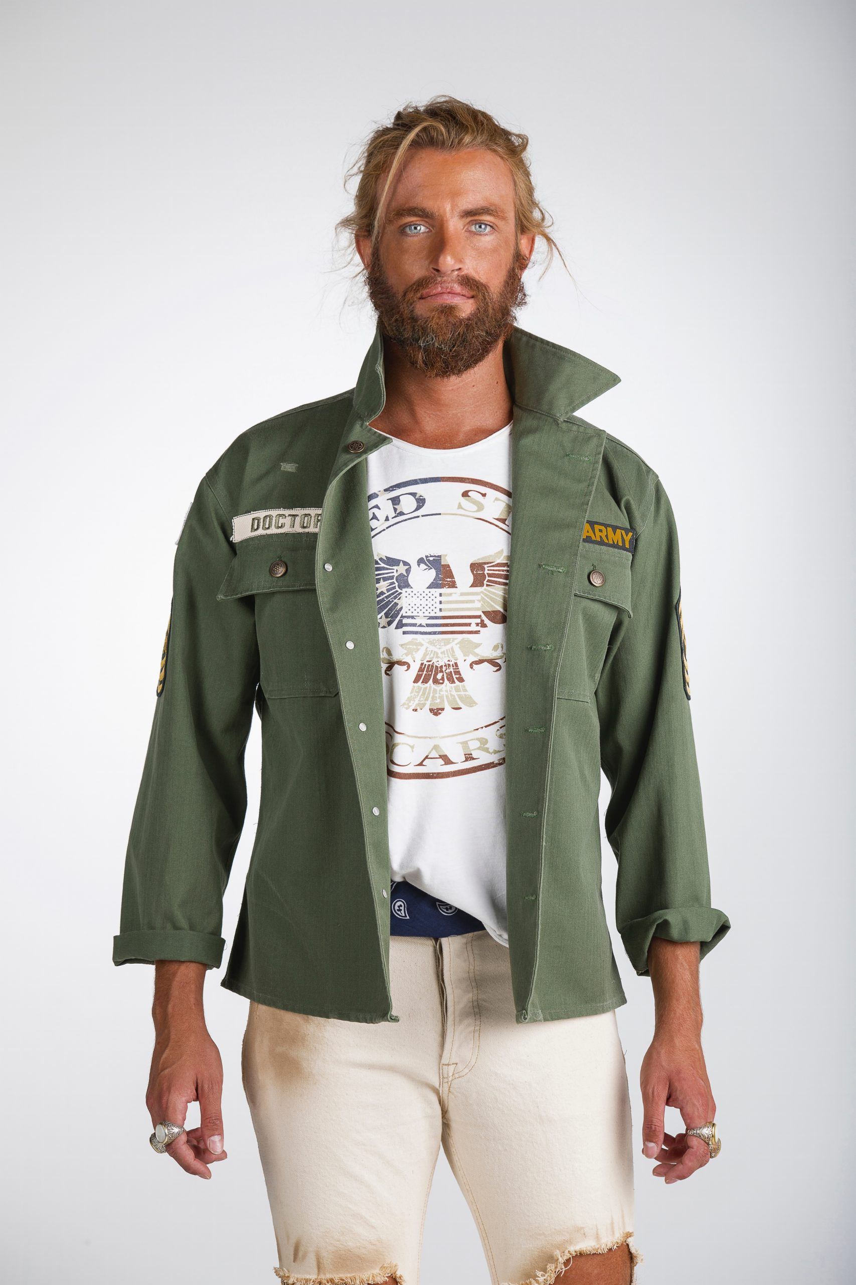 CHAQUETA MILITAR HOMBRE ARMY GREEN SCARS